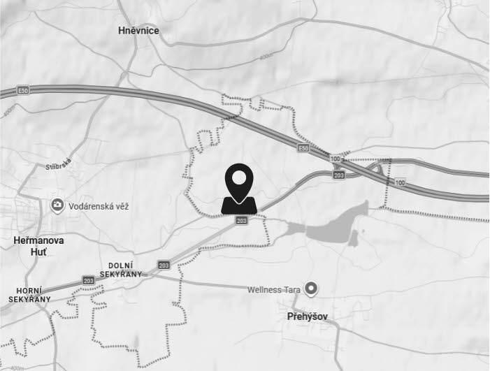 Mapa - Prefab Factory - Kontakt Prefab Factory - Přehýšov - kontakt - mapa